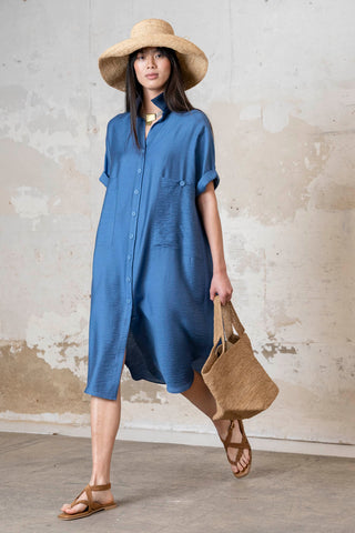 VESTIDO CAMISERO ESTAMPADO AZULES