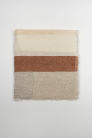 FULAR RAYAS  MARRÓN BEIGE Y GRIS