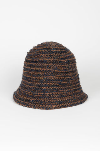 GORRO PUNTO JASPEADO MARRON Y AZUL