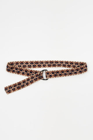 CINTURON HEBILLA NEGRA CUADROS MARRON