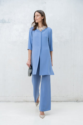 PANTALON PALAZZO AZUL GRISACEO