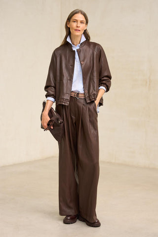 Pantalón Numa marrón chocolate piel vegana