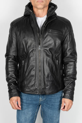 CAZADORA SERGE PARIENTE NEGRO CAPUCHA