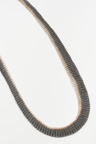 Collar Ciren malla plateado y gris plomo