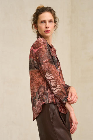 Camisa Regina estampado burdeos