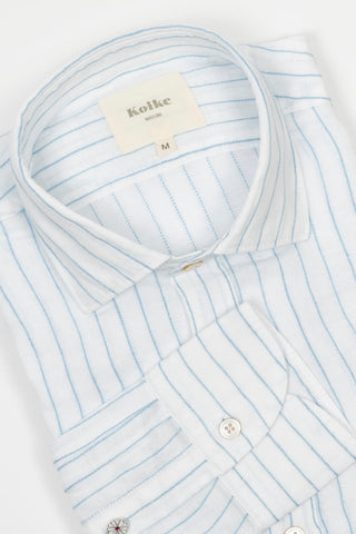 Camisa Koike blanco con raya azul