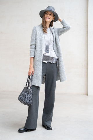 Cárdigan Merano gris perla lamé