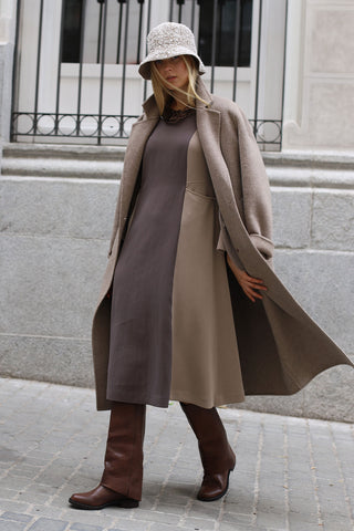 Vestido Lilo bicolor crudo-topo